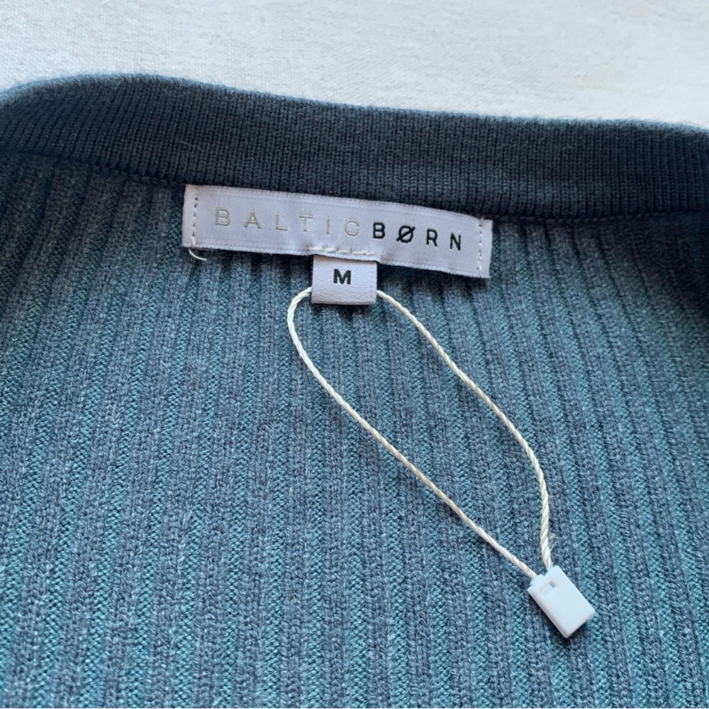 Baltic Born NEW Dusty Blue Henley Neckline Stretchy Ribbed Stevie Sweater Medium - Picture 3 of 12